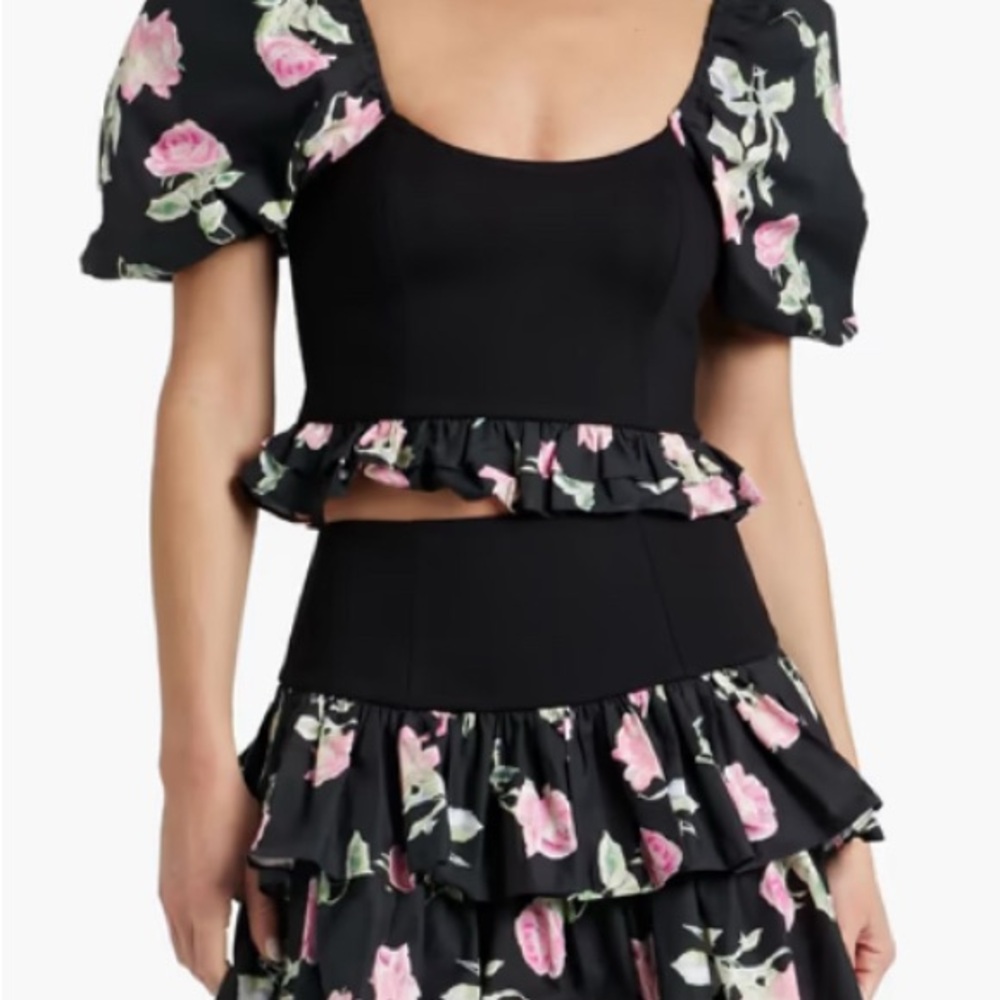 NWT Loveshackfancy Isley ruffled skirt & spirit cropped top size 6/M